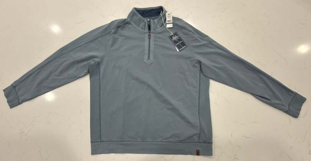 Tommy Bahama Ben And Terry Half Zip Size XL Norse Blue Pullover